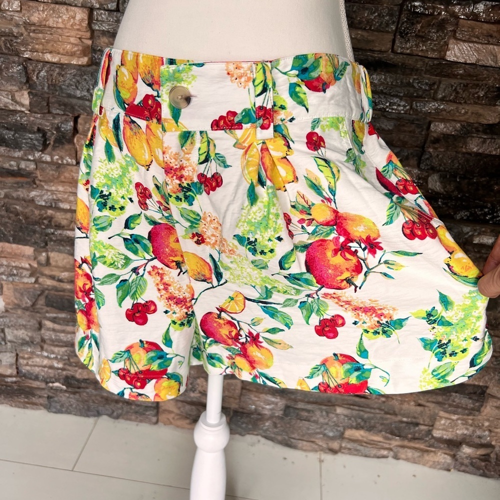 White Floral Fruit Print Shorts - Picture 3 of 16